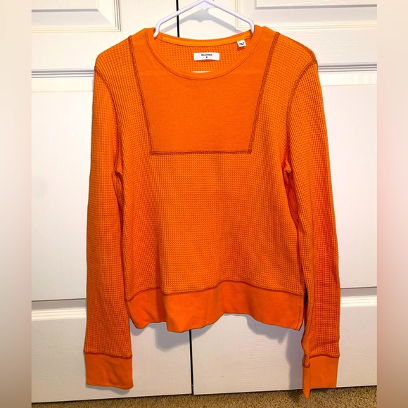 Billy Reid "Contrast Waffle Crew" Long Sleeve - Picture 1 of 6